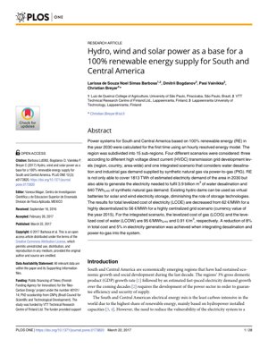 PDF Document Cover - Hydro, Wind, and Solar Power for a 100% Renewable Energy Supply in South and Central America