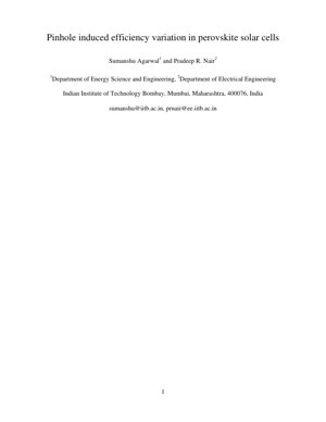 PDF Document Cover - Analysis of Pinhole-Induced Efficiency Variation in Perovskite Solar Cells