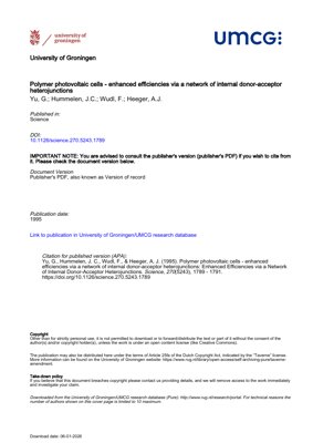 PDF Document Cover - Polymer Photovoltaic Cells: Enhanced Efficiencies via Internal Donor-Acceptor Heterojunctions