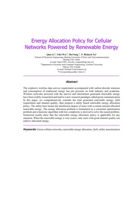 PDF Document Cover - Utility-Based Renewable Energy Allocation Policy for Green Cellular Networks