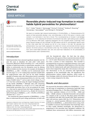 PDF Document Cover - Reversible Photo-Induced Trap Formation in Mixed-Halide Perovskites for Photovoltaics