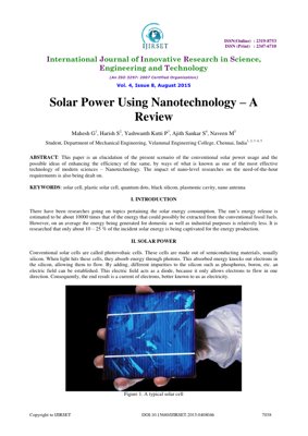 PDF Document Cover - Solar Power Using Nanotechnology – A Review | IJIRSET