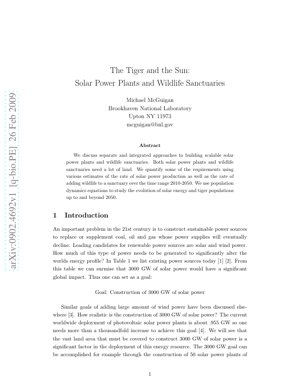 PDF Document Cover - The Tiger and the Sun: Analysis of Integrated Solar Power and Wildlife Sanctuary Development