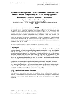 PDF Document Cover - Experimental Investigation of Thermal Performance for Selected Oils in Solar Energy Storage and Cooking