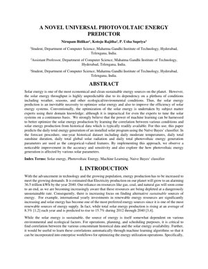 PDF Document Cover - A Novel Universal Photovoltaic Energy Predictor Using Naive Bayes Classifier