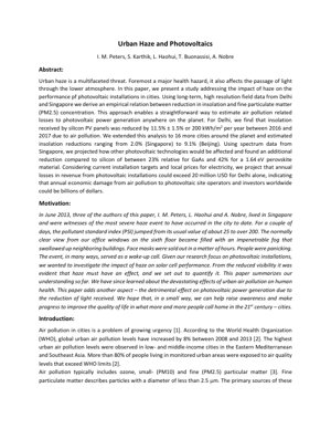 PDF Document Cover - Urban Haze and Photovoltaics: Quantifying Air Pollution's Impact on Solar Energy Generation